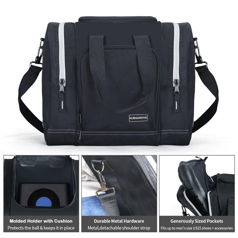 Mangrove Bowling Ball Bag for Single Ball, 2025 Bowling Bag with Plastic Ball Holder, Bowling Tote Fits Bowling Shoes Up to Mens Size 14 and Accessories (Black) - Image 5